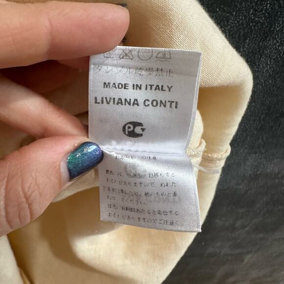 Liviana Conti 100% Linen Shift Dress Asymmetrical Layered Hem Women's 10 IT 46 - Picture 6 of 9